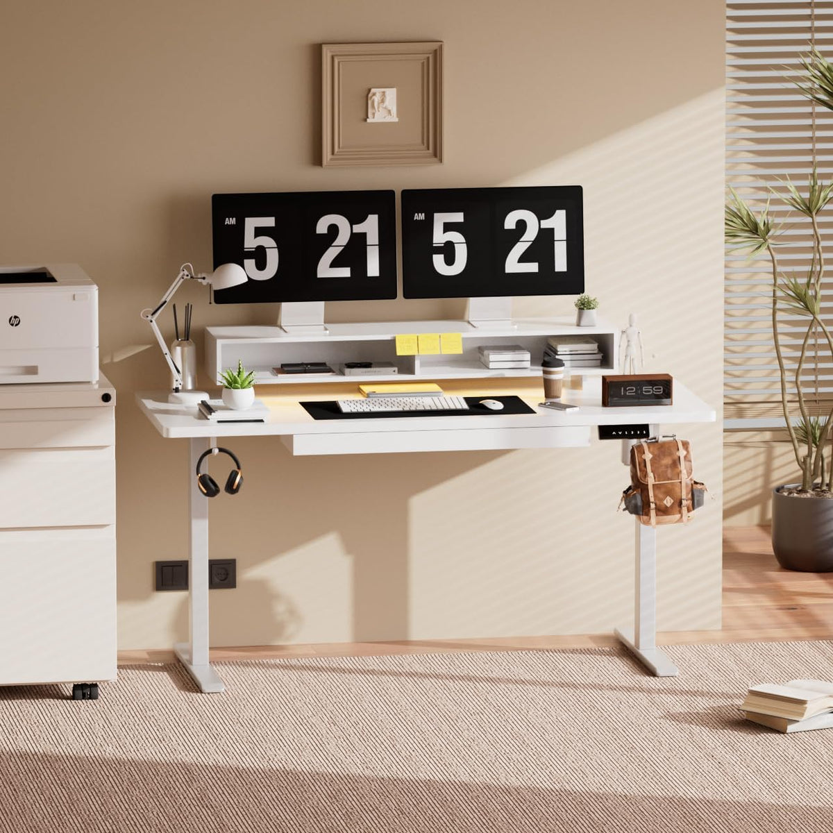 Altura – Bureau Électrique tiroirs et support écran